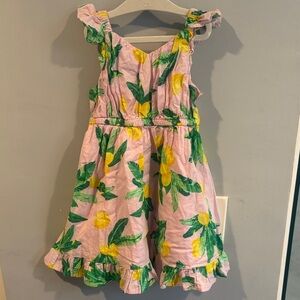 Crewcuts Pink Dress with Green and Yellow Floral Pattern